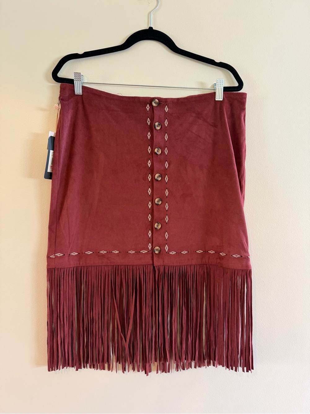 NWT Shyanne  Fringe Button-Front  Skirt western festival Size XL